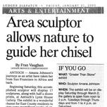 arts & entertainment, area sculptor allows nature to guide her chisel